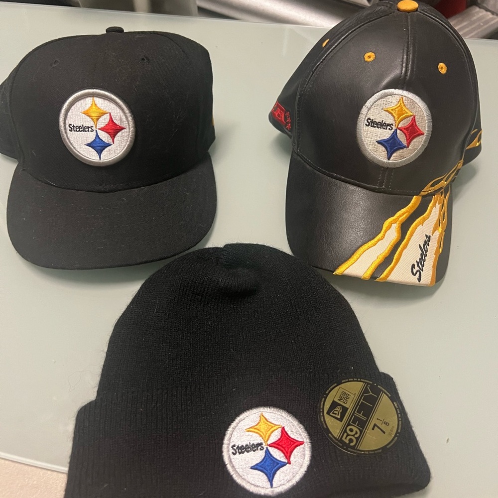 Steelers Logo Caps and Beanie Set